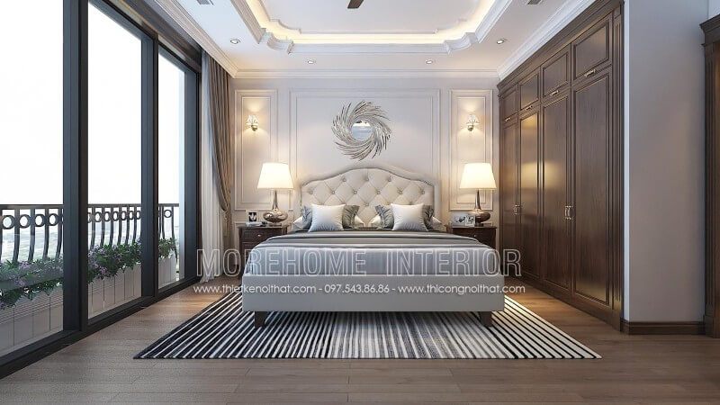 Mẫu giường ngủ tân cổ điển bọc da đẹp cho căn hộ chung cư cao cấp tại Hà Nội