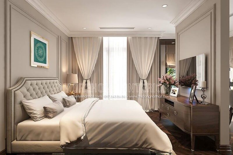 Morehome gợi ý cho bạn mẫu giường ngủ tân cổ điển bọc nỉ đẹp tại Hà Nội